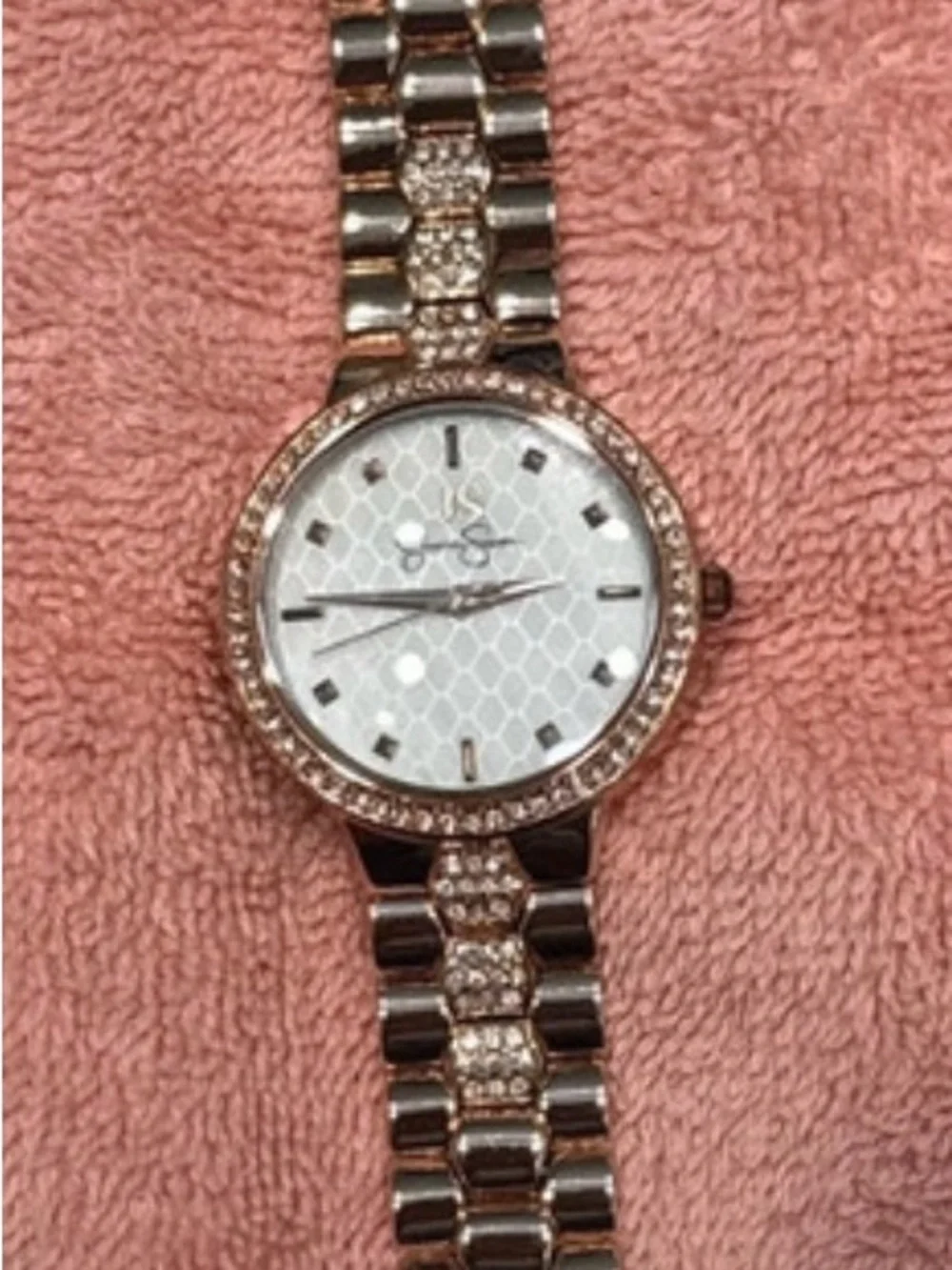 Jessica Simpson Two-Tone Crystal Accent Bracelet Watch